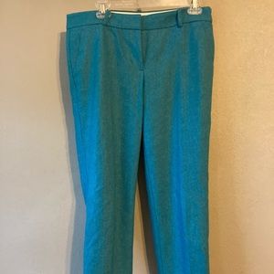 J Crew Turquoise Herringbone Wool Skimmer Pants 8